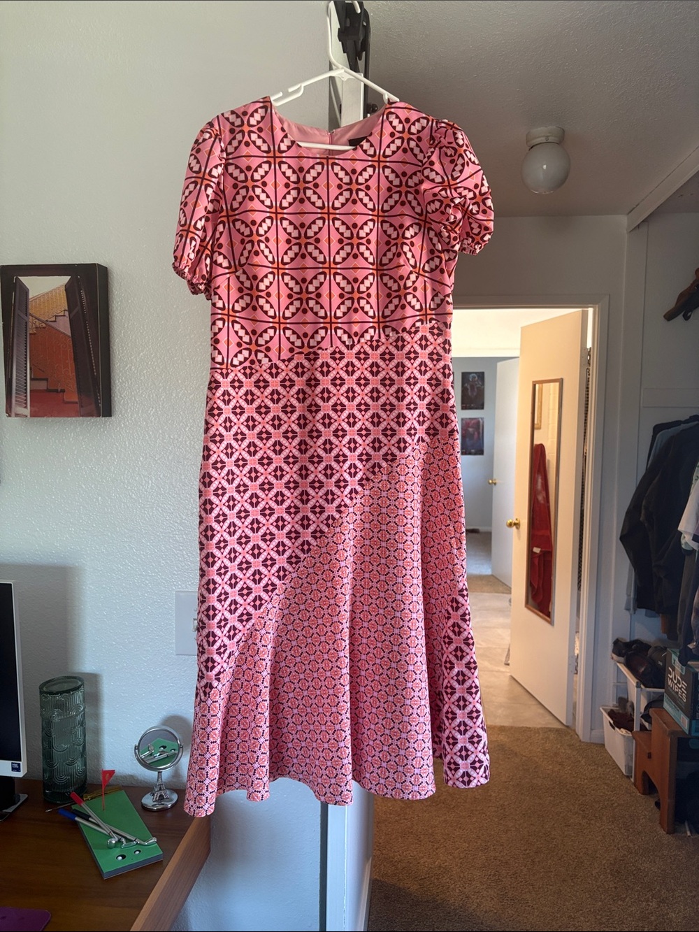 Donna Morgan Pink Geometric A-Line Dress